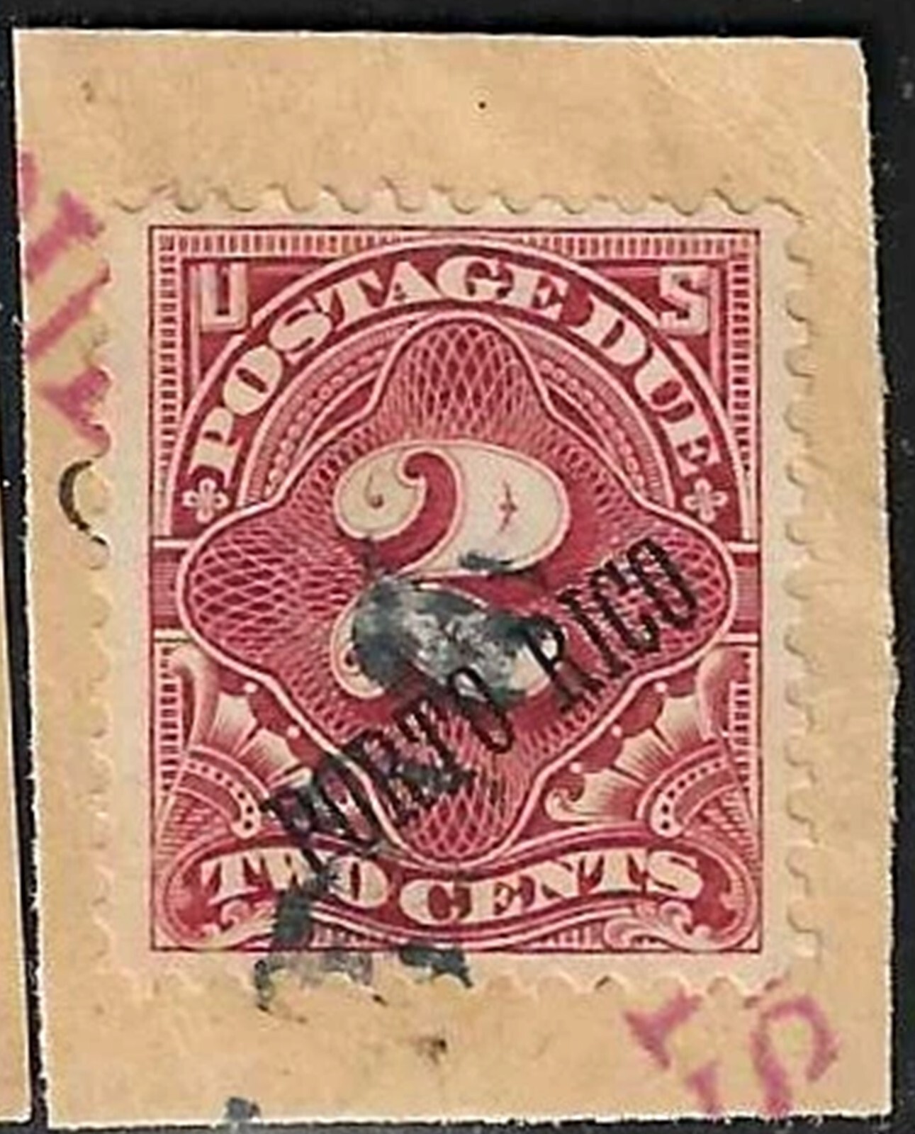 PUERTO RICO - J2 POSTAGE DUE on COVER PIECE - "DUE" MARKING - NICE CENTER !!