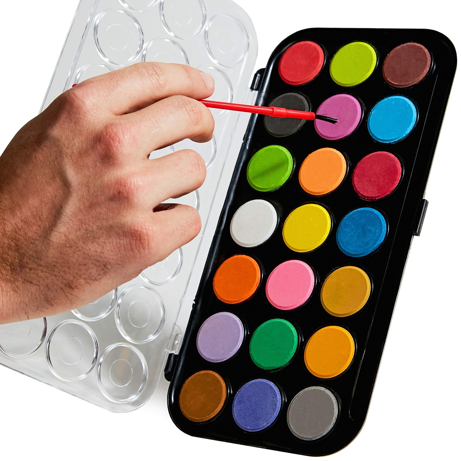 Vibrant Portable Watercolor Paint Set with Paintbrush. Fun and Colorful 21 Large