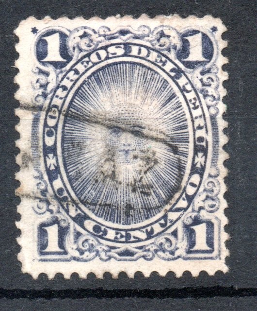 PERU, SELLO DE 1 CENTAVO, MATASELLOS DE CARAZ