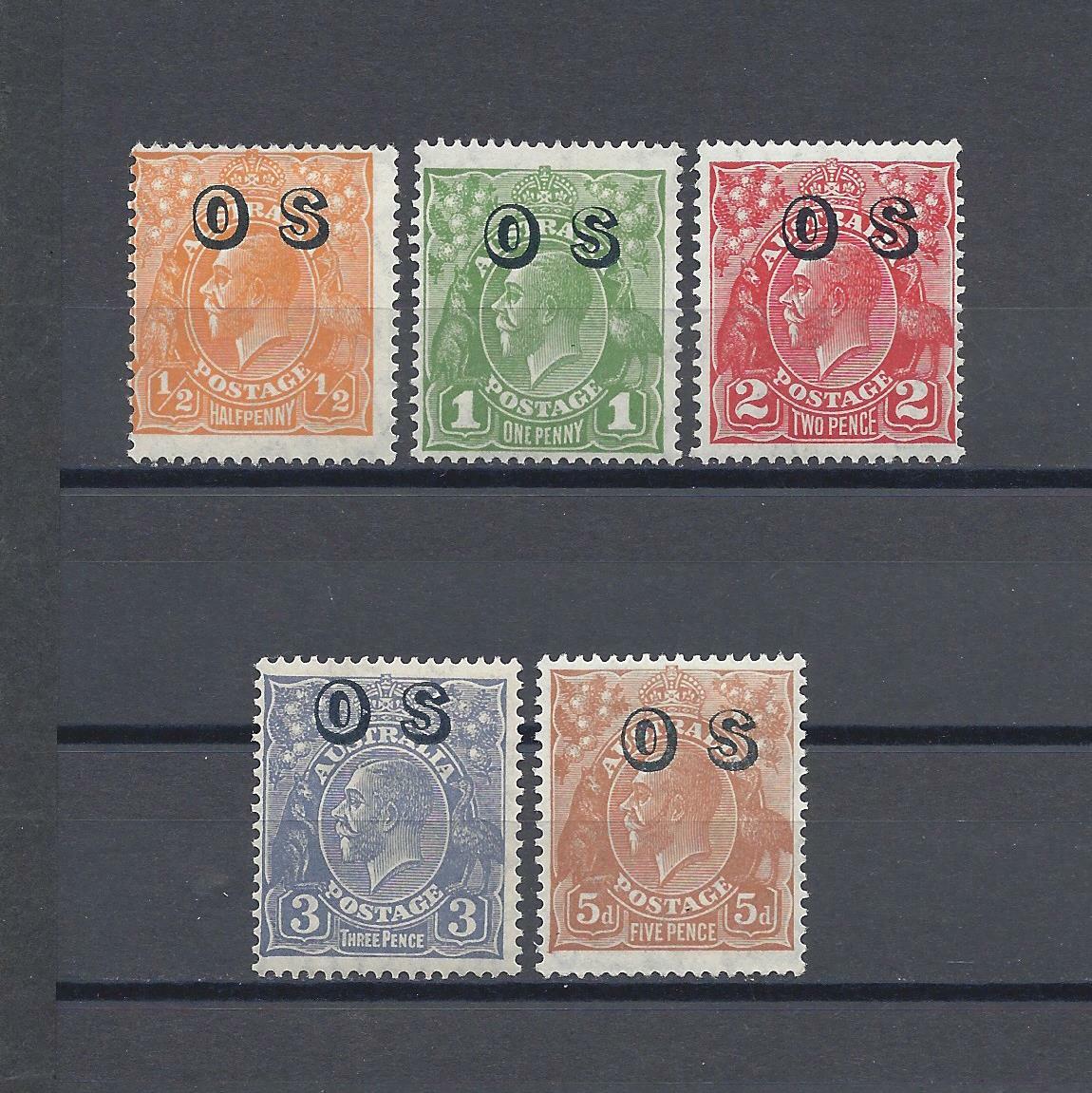 AUSTRALIA 1932/33 SG O128/O132 MINT