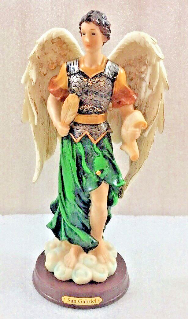 San Gabriel Arch Angel 11" poly resin statue figure w/Box 