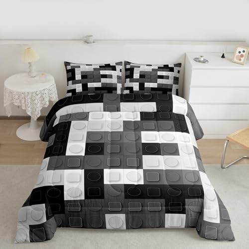  Building Blocks Comforter Set Size Comforter Brick Twin Black Grey White
