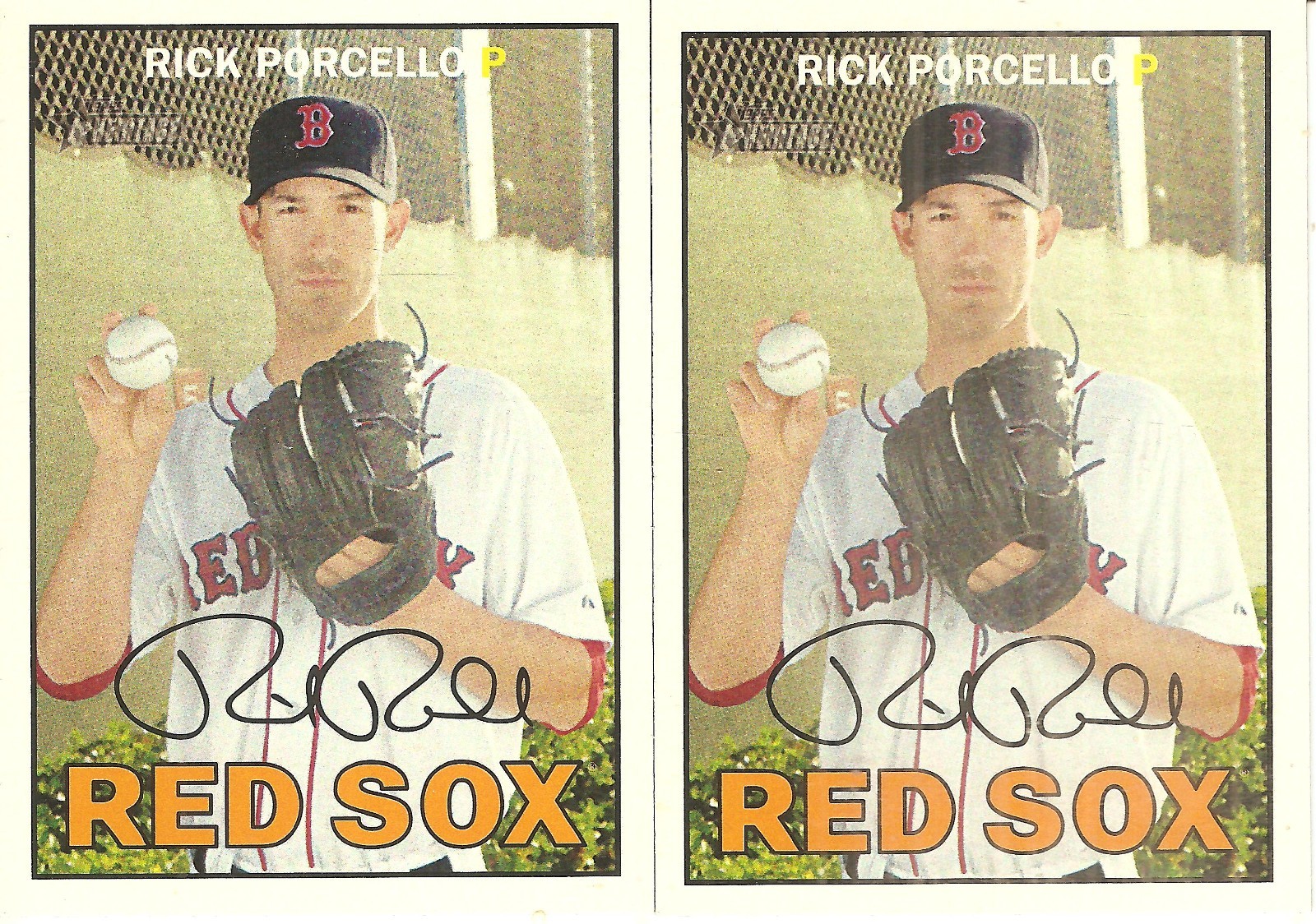 2 CARD 2016 TOPPS HERITAGE RICK PORCELLO BASEBALL CARD LOT