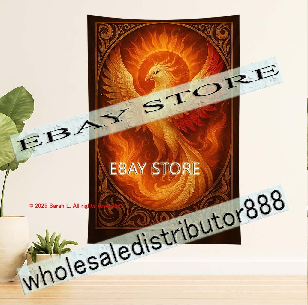 Soluma Phoenix Fantasy Tapestry Wall Hanging celestial art 39X59 in