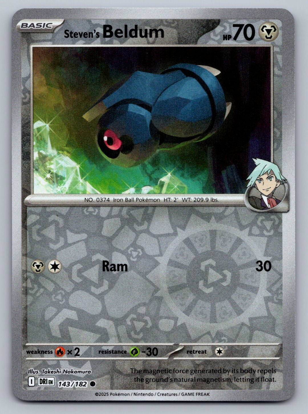 Pokemon TCG SV10: Destined Rivals Steven's Beldum 143/182 Reverse Holo