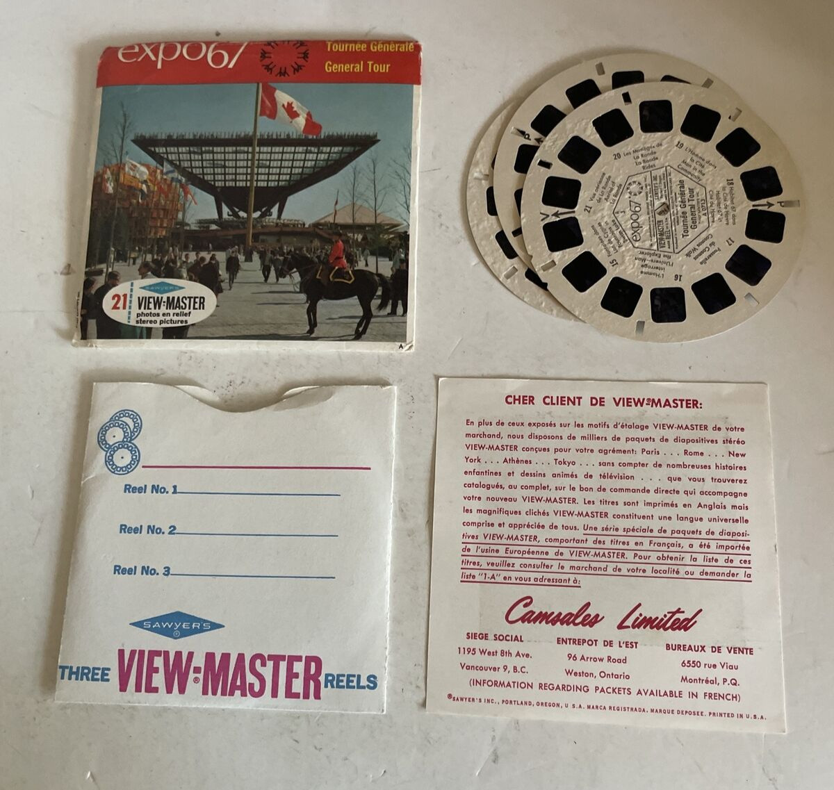 SAWYERS VIEW-MASTER STEREO VIEWING REEL SLIDES EXPO 67 GENERAL TOUR