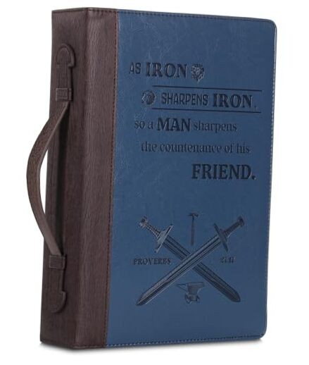 - Bible Cover Case for Men, Faux Leather Bible Bags with Durable Handle & 