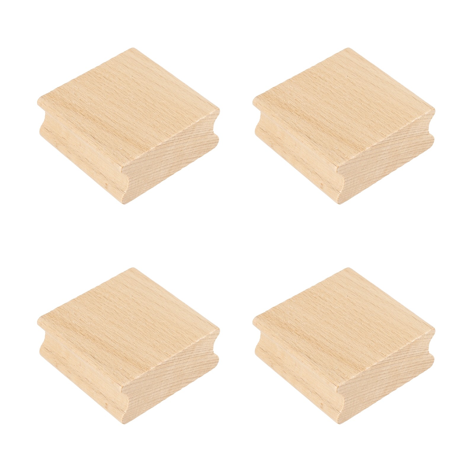 50x50mm Wooden Stamp Block, 4 Pcs Blank Rubber Stamp Mounts, Wood Color
