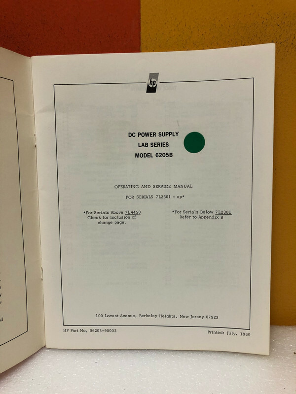 HP 06205-90002 DC Power Supply LAB Series Model 6205B Operating & Service Manual