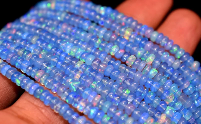 ++AAA Lavender Ethiopian Opal Rondelle Beads: AAA+ Grade (3-5 mm)