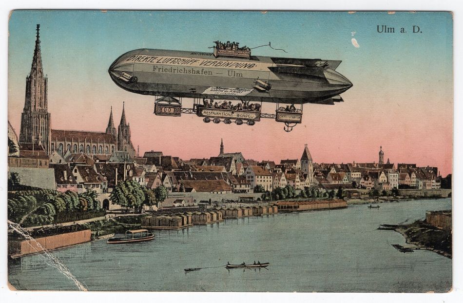 Zeppelin/Airmail ZEPPELIN On Ulm Map Small Hull (FA0654)