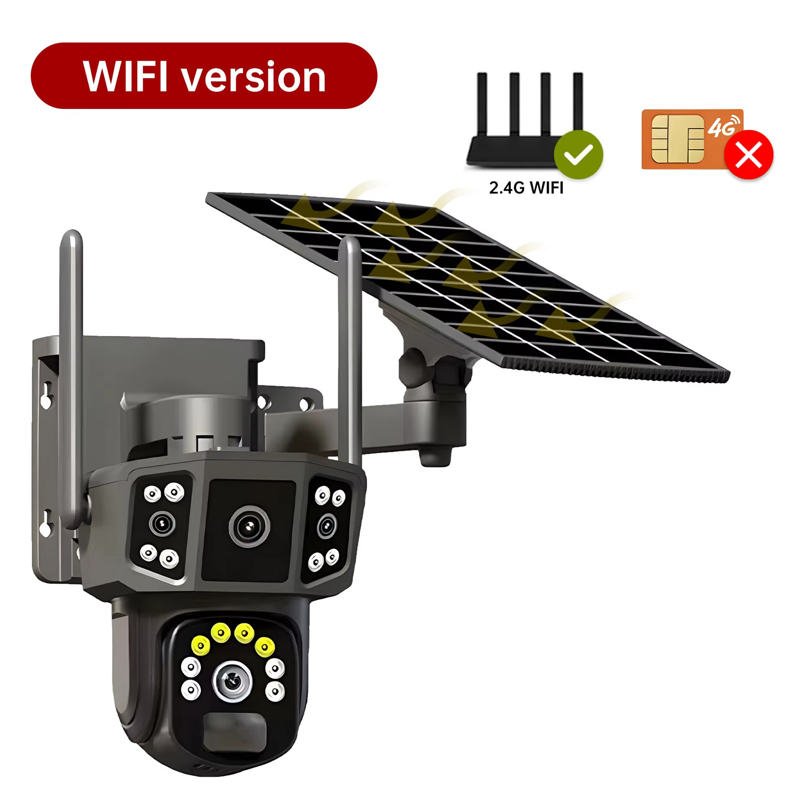 4G Sim Solar Camera,4K Dual Lens, 10X,Outdoor Security Network Camera,Wireless W