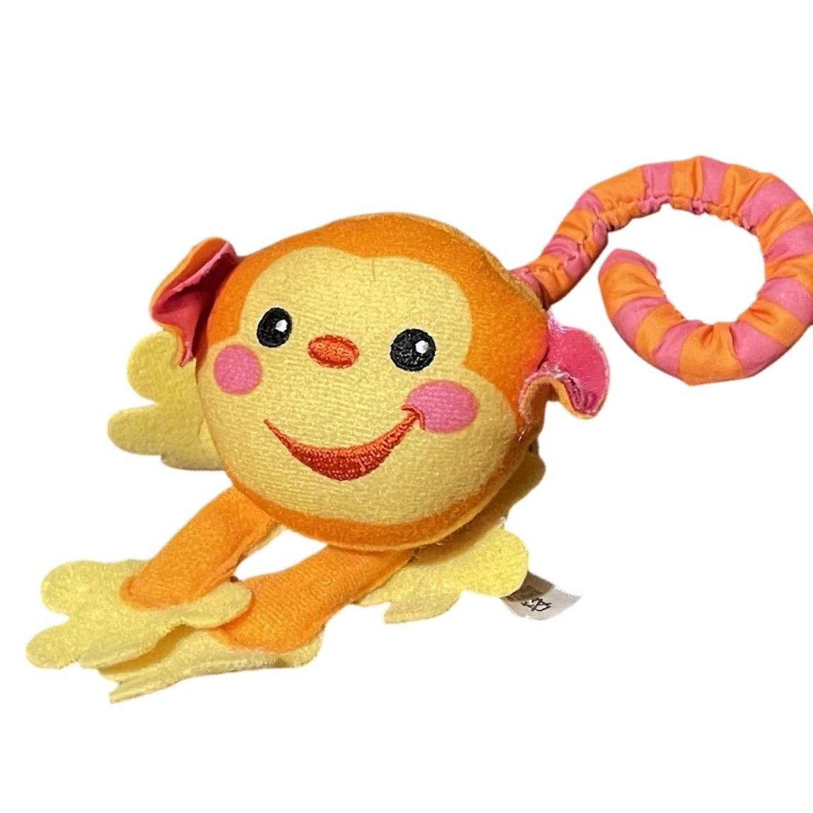 Vtg FISHER PRICE Rain Forest Baby Plush Happy Monkey Orange Mini Stuffed Animal