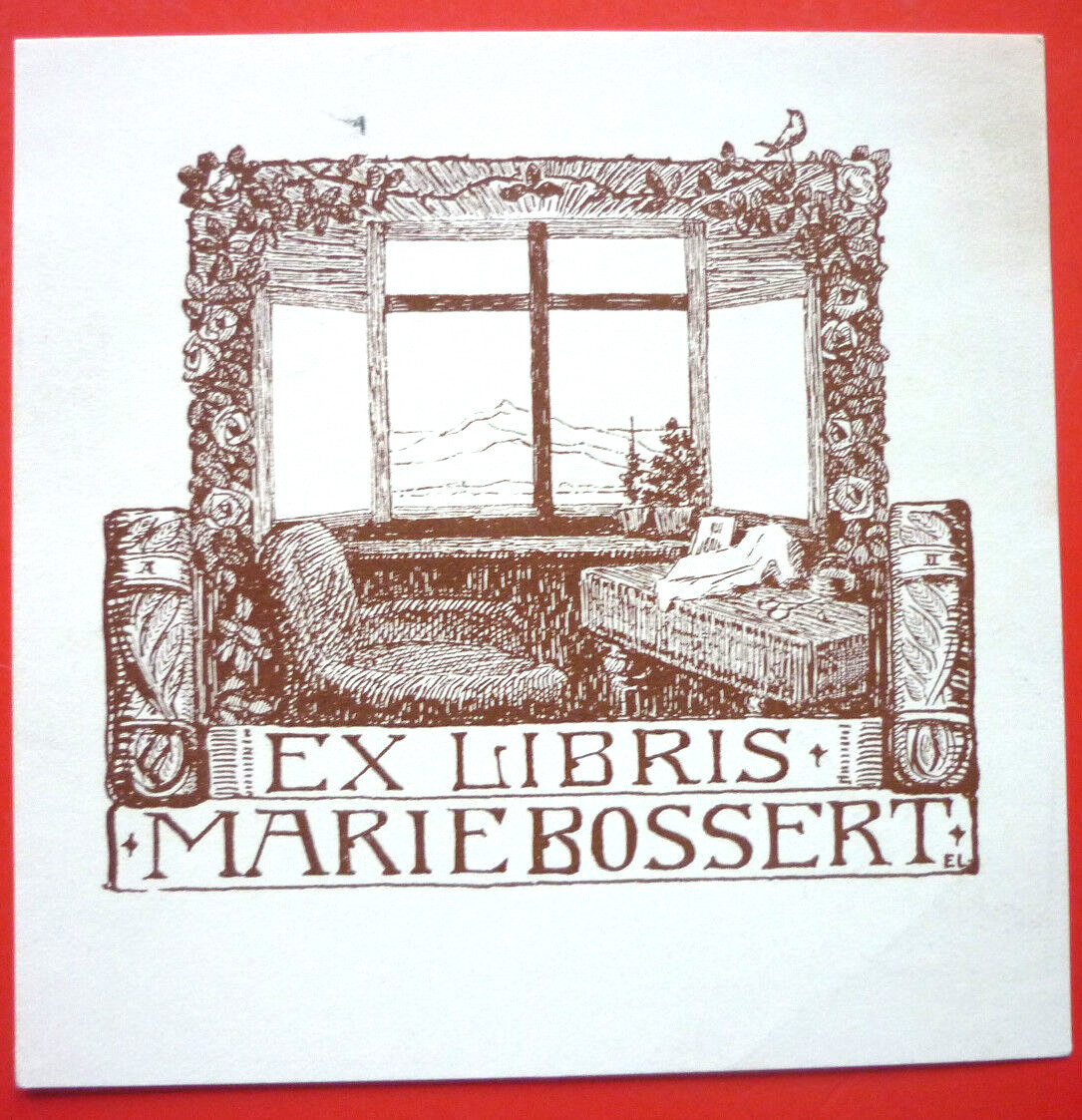 Exlibris, Bookplate "Marie Bossert" Art Nouveau, City
