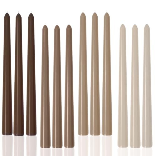 10" Taper Candles-12 Pack Brown Candlesticks-Unscented 10"Tp-Gradient Brown