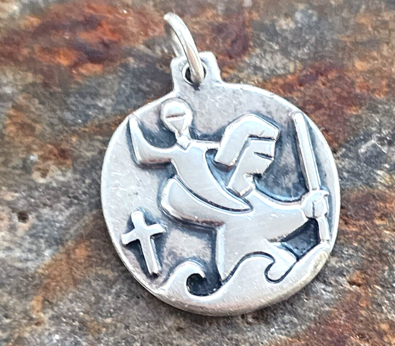 Retired James Avery St. Christopher Pendant Medallion 7.3g Unisex .925 Silver