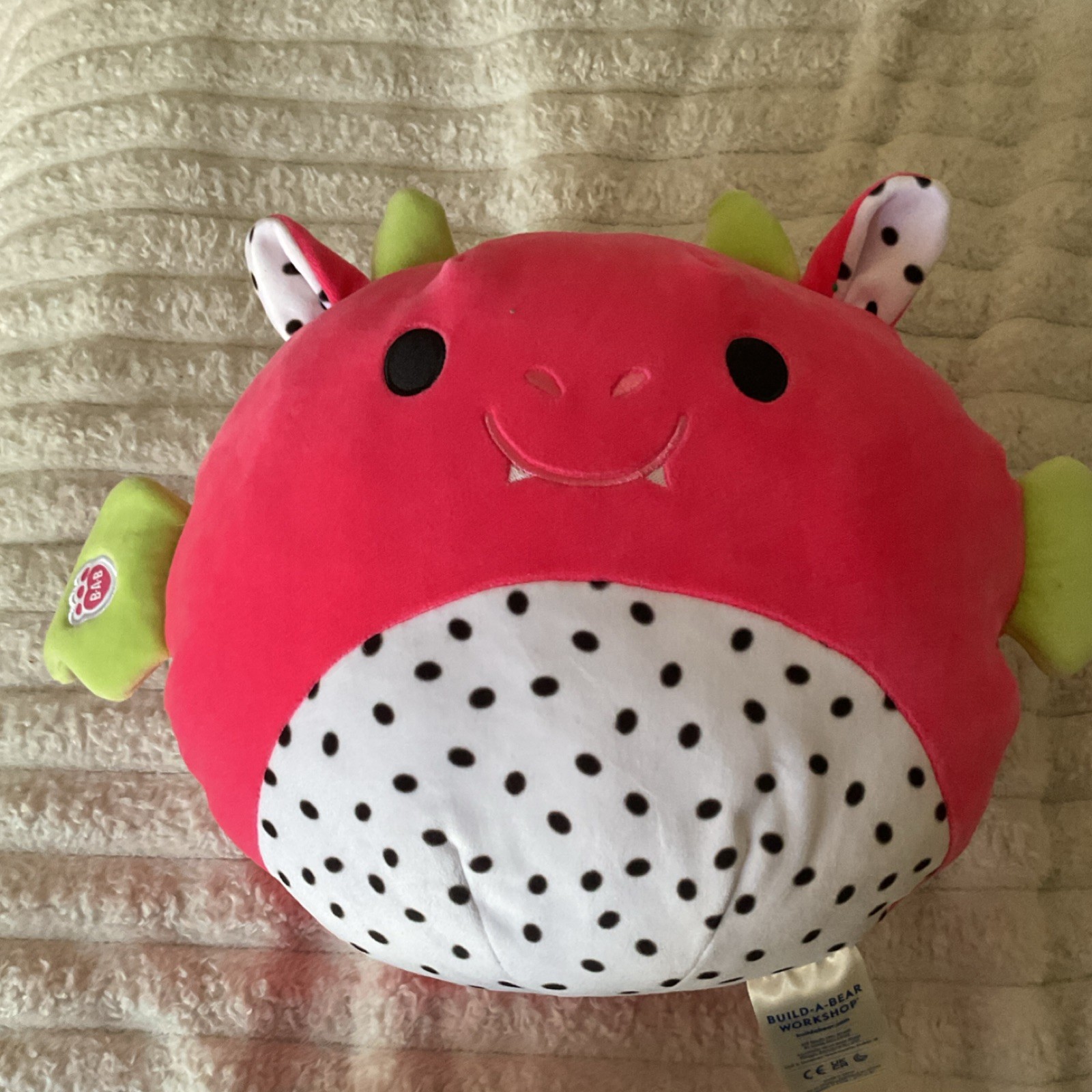 Build-A-Bear Workshop Plush Dragon Pink Green Polka Dot Medium Washable