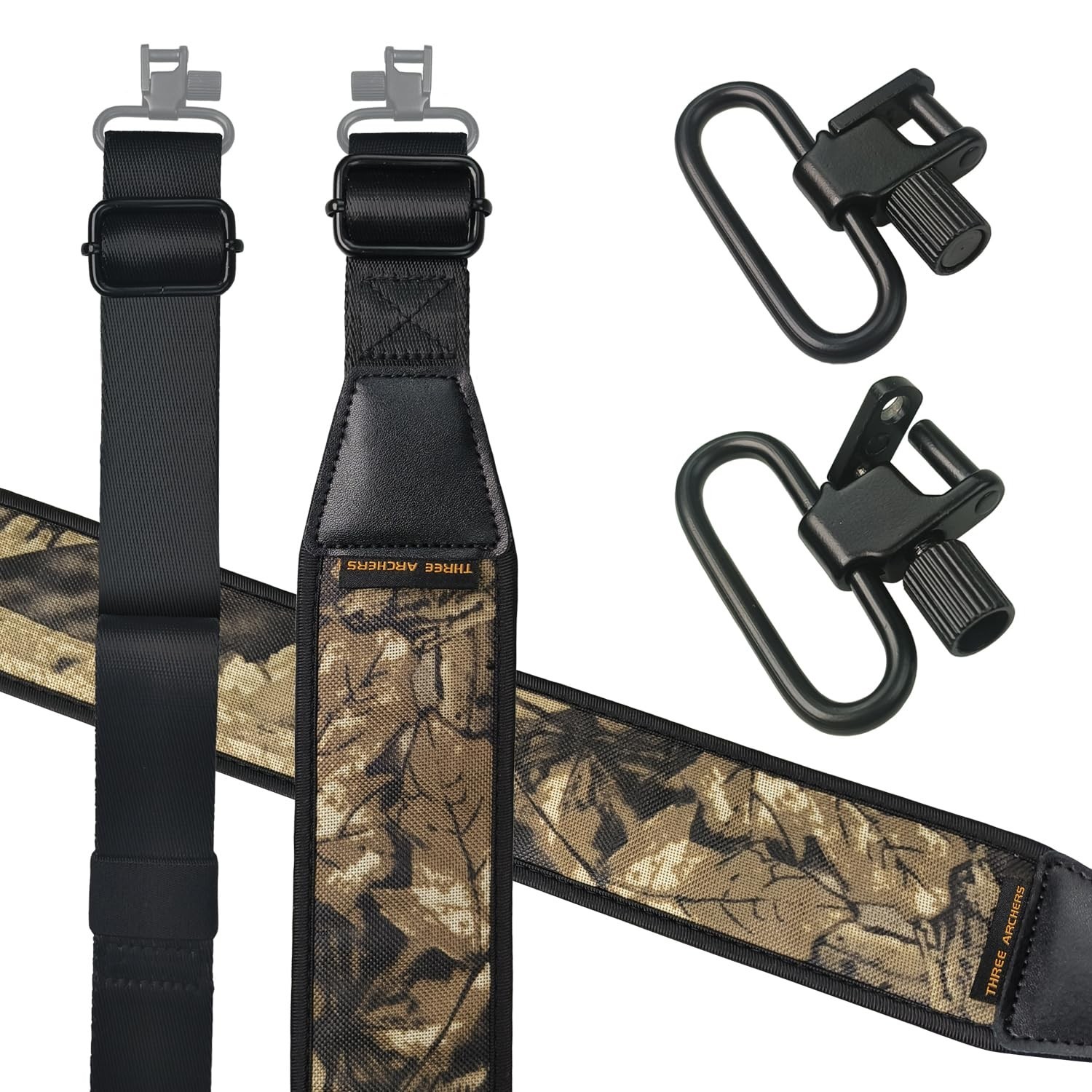 THREE ARCHERS Archery Bow Sling with Removable Swivels Comfortable Padded Sho...