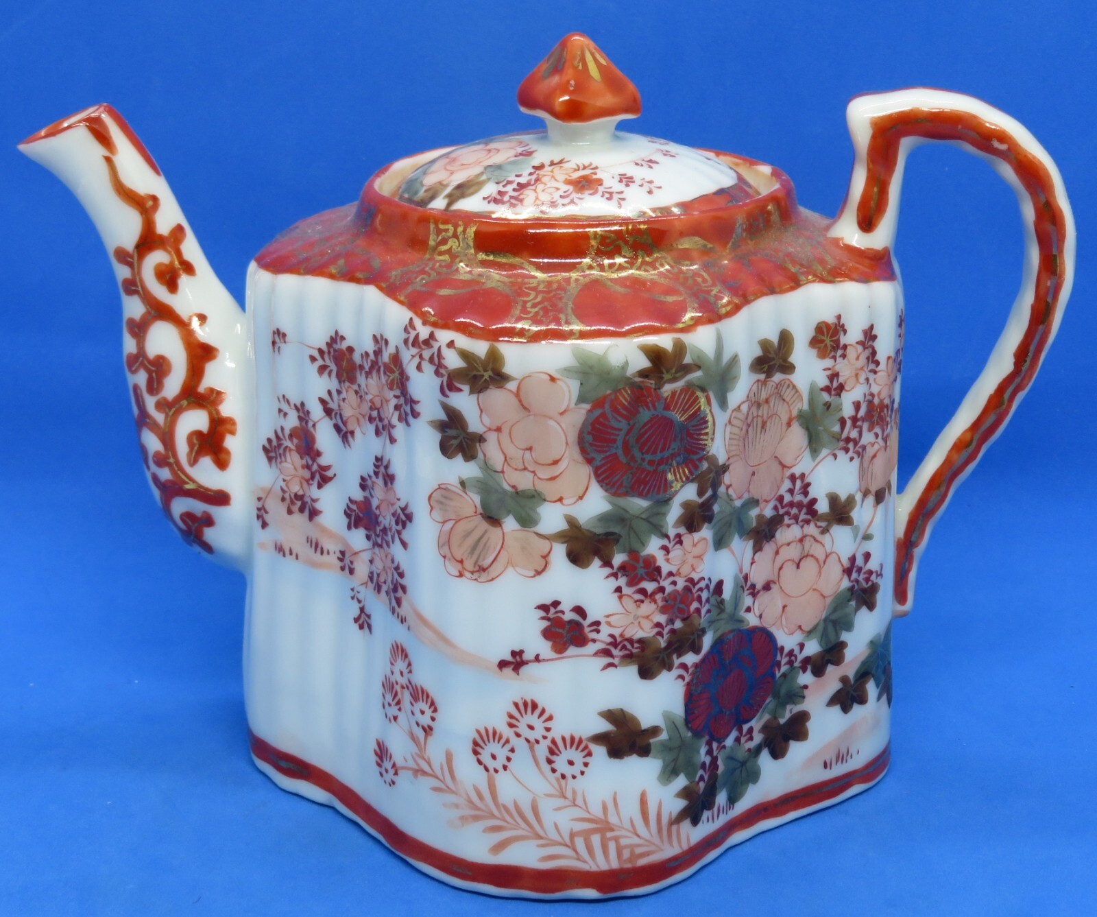 Japanese Kutani vintage Victorian Meiji Period oriental antique canister teapot