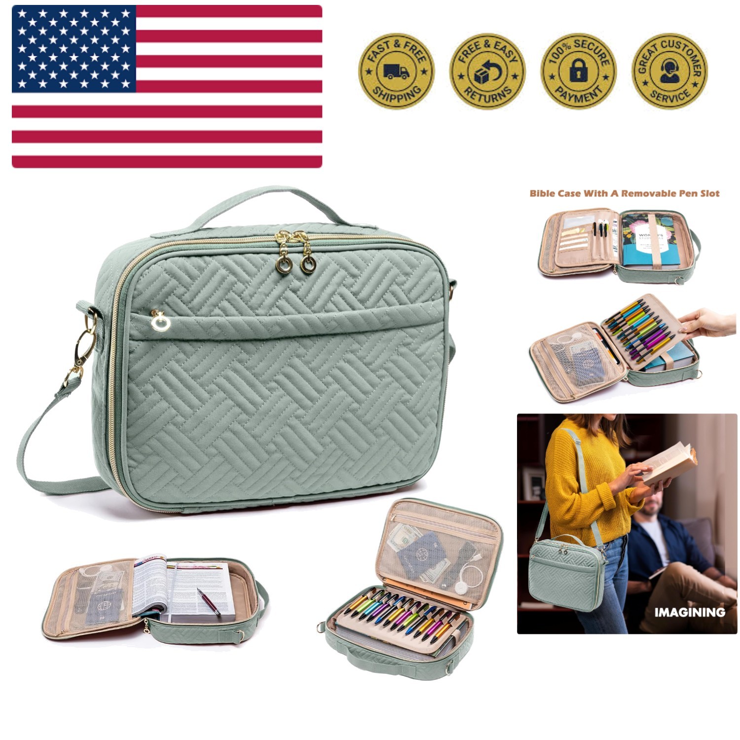 Bible Cover for Women - Stylish Large Bible Covers - Bible Case with Handles ...