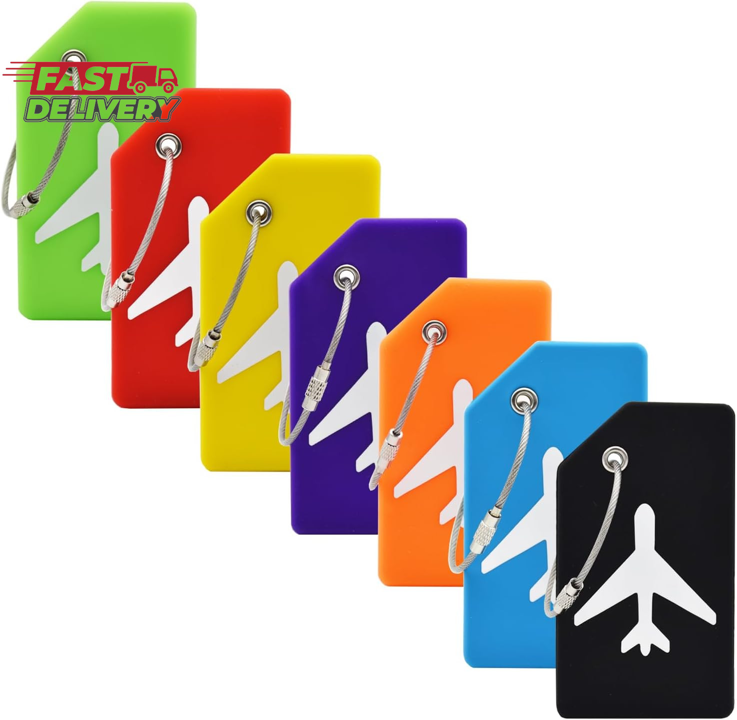 7 Pack Silicone Luggage Tag for Suitcases with Name ID Card, TSA Approved, Priva