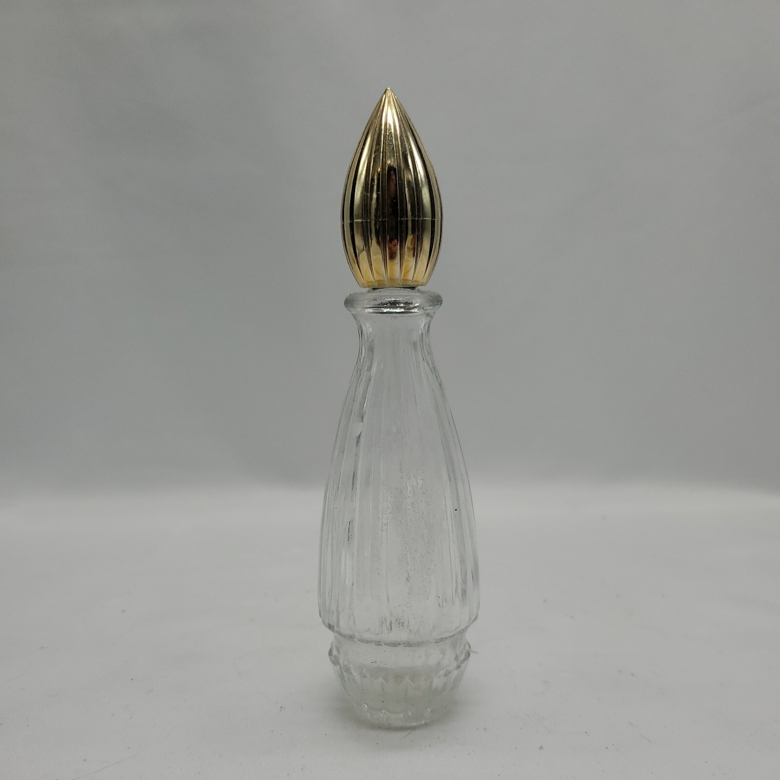 Vintage Perfume Bottle with Silver Lid Clear Glass Display Decoration Vanity