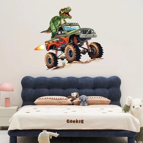  Monster Truck Wall Stickers, Dinosaur Wall Decals Peel Dinosaur Monster Truck