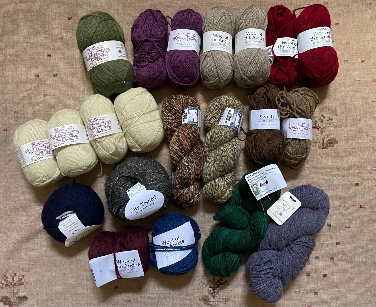 Wool Cashmere Yarn 3 lb. Lot, Nature Spun Knit Picks Punta Yarns Bartlett