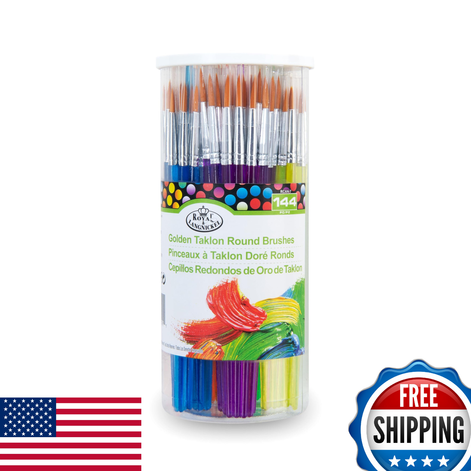 Royal & Langnickel Round Taklon Variety Brushes Classroom Set - Gold (144 Pcs)