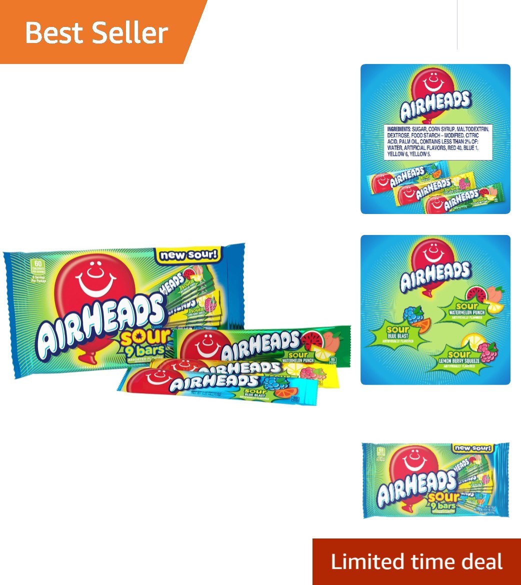 Irresistibly Chewy 9-Count SOUR Candy Bars - Sweet & Sour Delights for Everyone