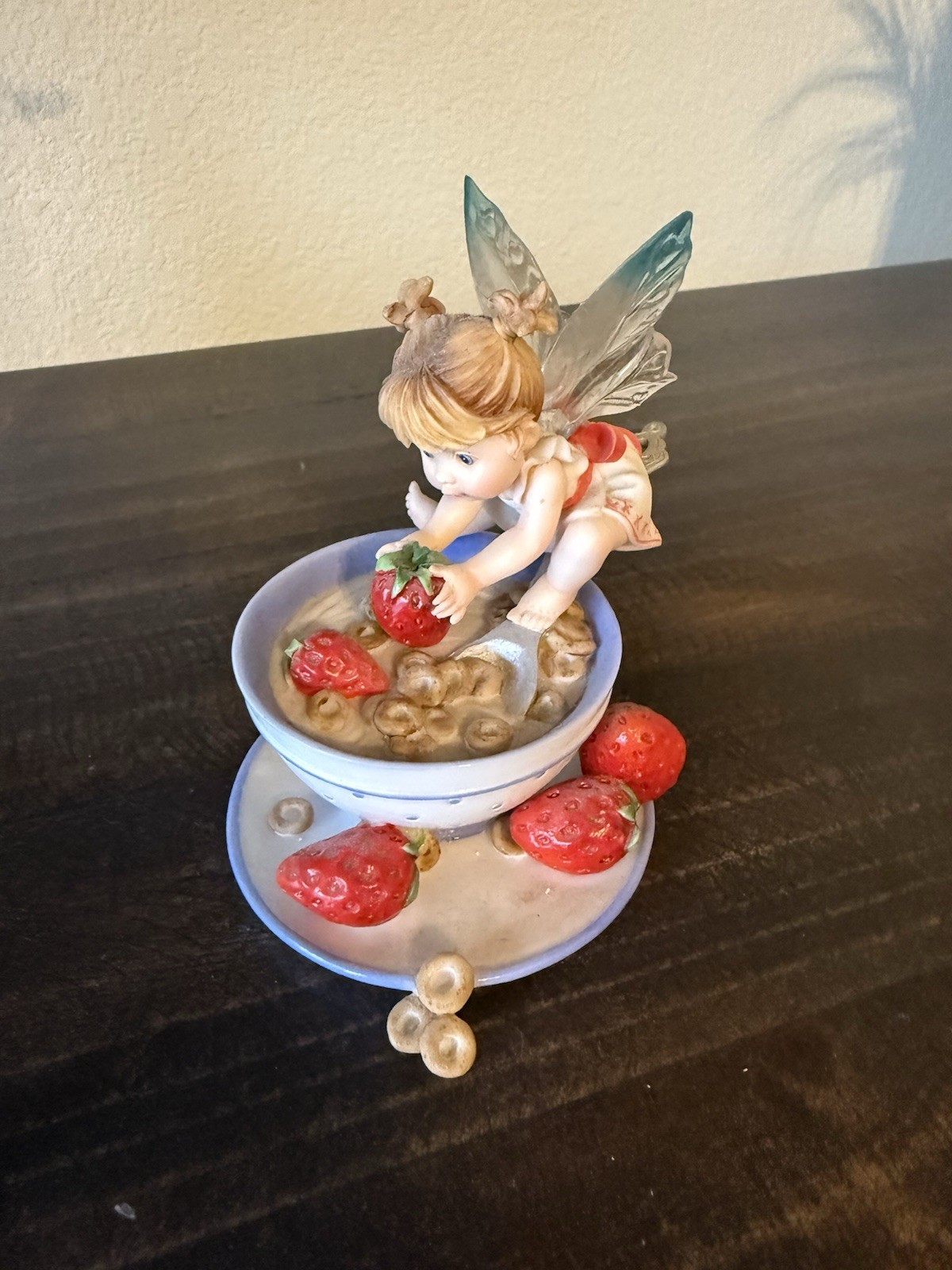 Little Kitchen Fairy Figure with Strawberries and Cereal Fantasy Collectible