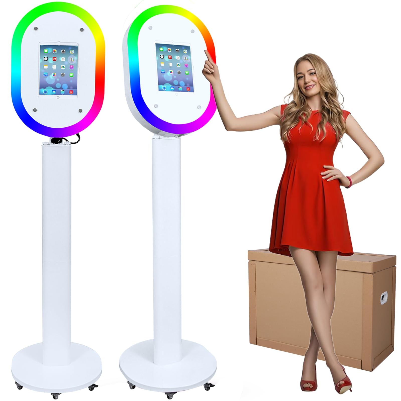 Portable iPad Photo Booth Stand with RGB Ring Light for 10.2" to 13"iPad Pro/Air