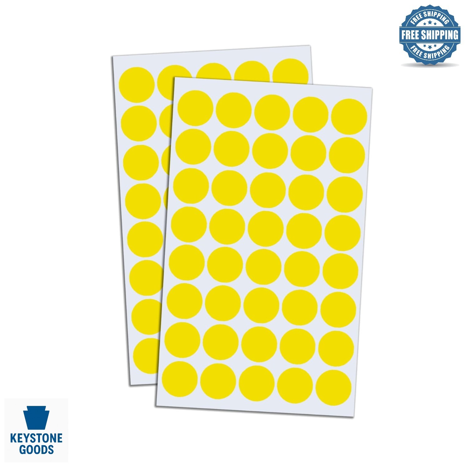 2000 Yellow 3/4" Round Dot Labels Sticky Paper Circles for Office & Craft