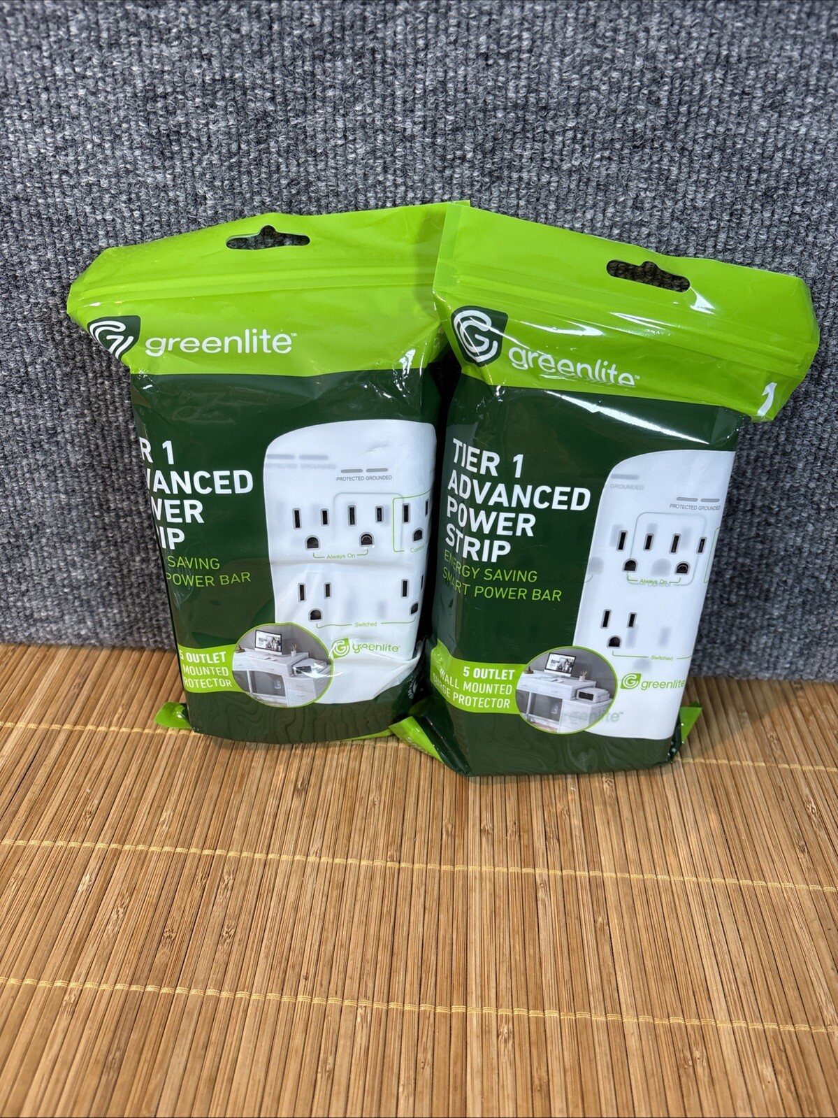 2-Greenlite 5 Outlet Advanced Power Strip Tier1 Wall Mount Smart Surge Protector