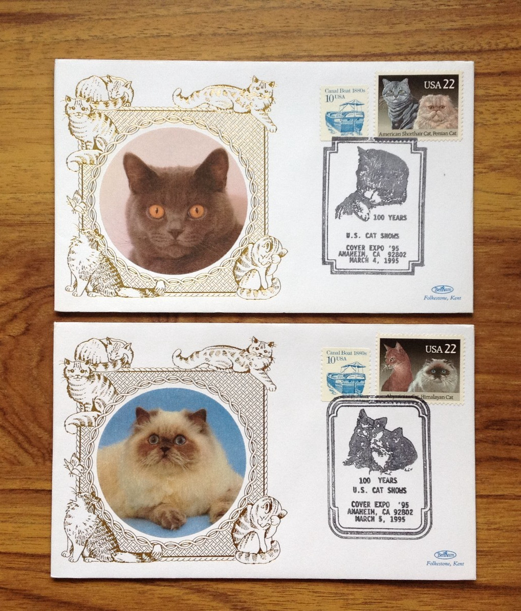 Cats USA  special pmks  Benham First Day Covers 1995. Free UK P&P