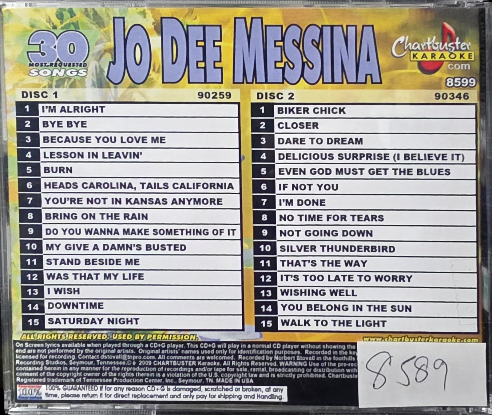 JO DEE MESSINA CHARTBUSTER KARAOKE CDGS LOT  LONG DRIVE