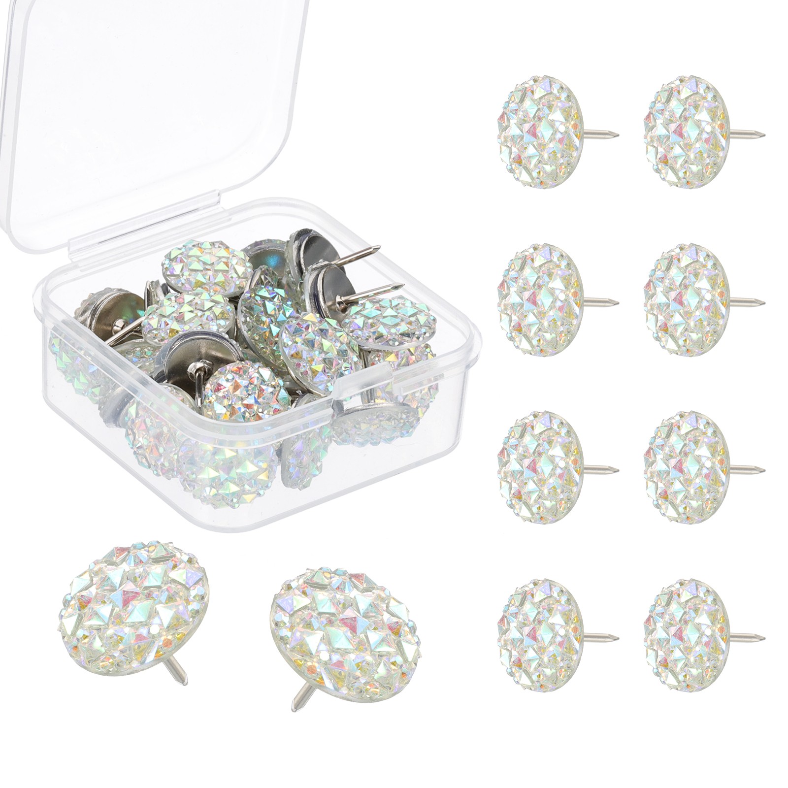 30pcs Diamond Dots, Decorative Dots With Crystals, White