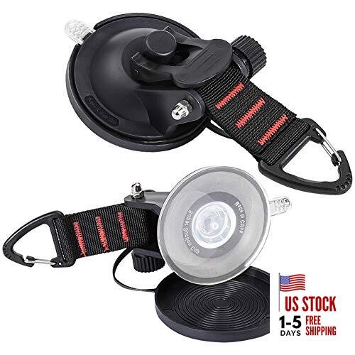 CONBOLA Suction Cups Hooks Heavy Duty Camper Black-2 Pieces Classic red line