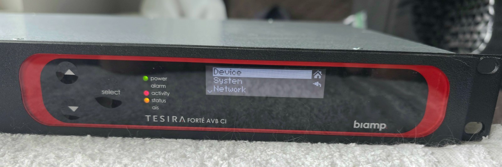 Biamp Tesira Forte AVB CI with all connectors and power cord.