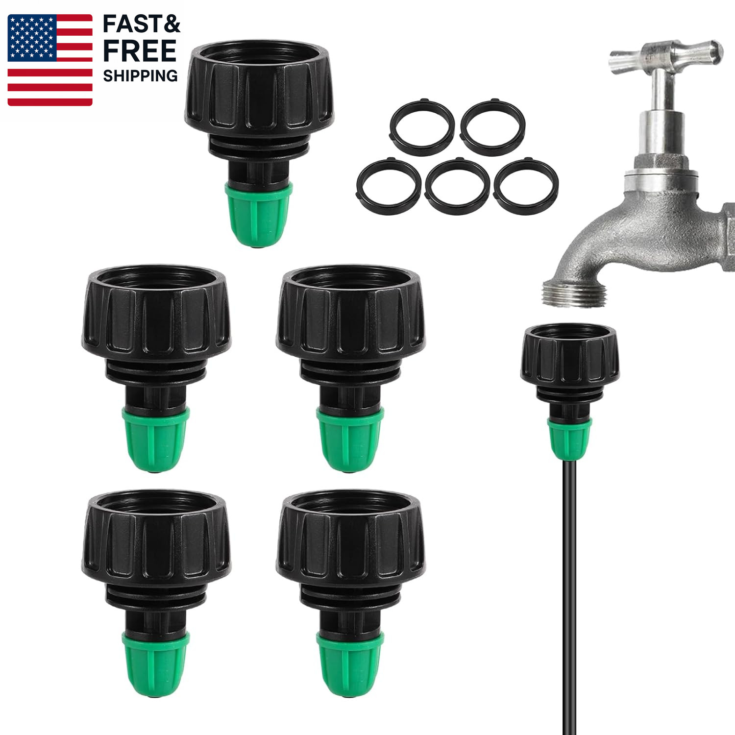 Garden Hose Adapter 3/4 to 1/4 Inch Drip Irrigation Tubing Connectors Lock Bar