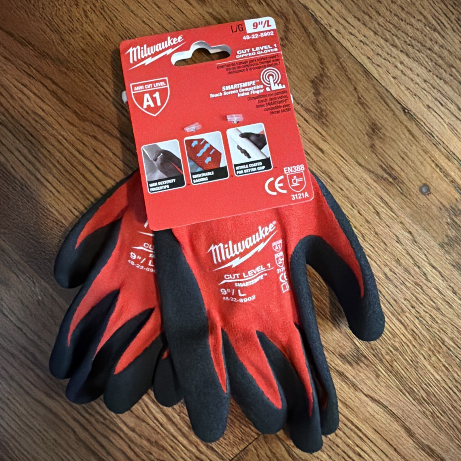 Milwaukee 48-22-8902 Men's Size L Construction Gloves -Red