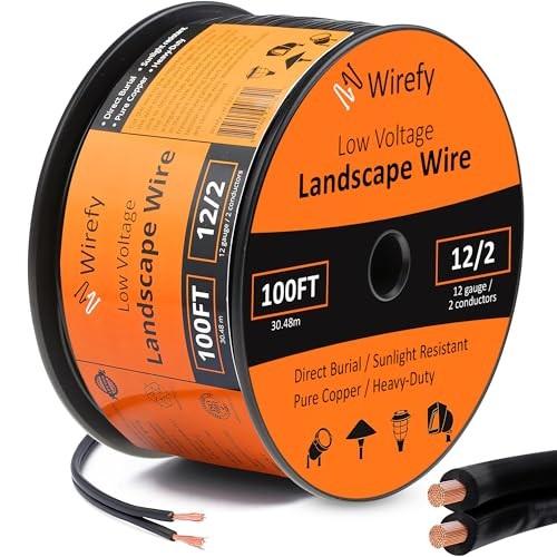 Wirefy 12/2 Low Voltage Landscape Wire 250ft Pure Copper Outdoor Direct Burial U