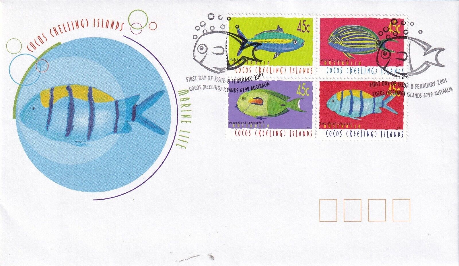 SA24e Cocos (Keeling) Islands 2001 Fished, FDC
