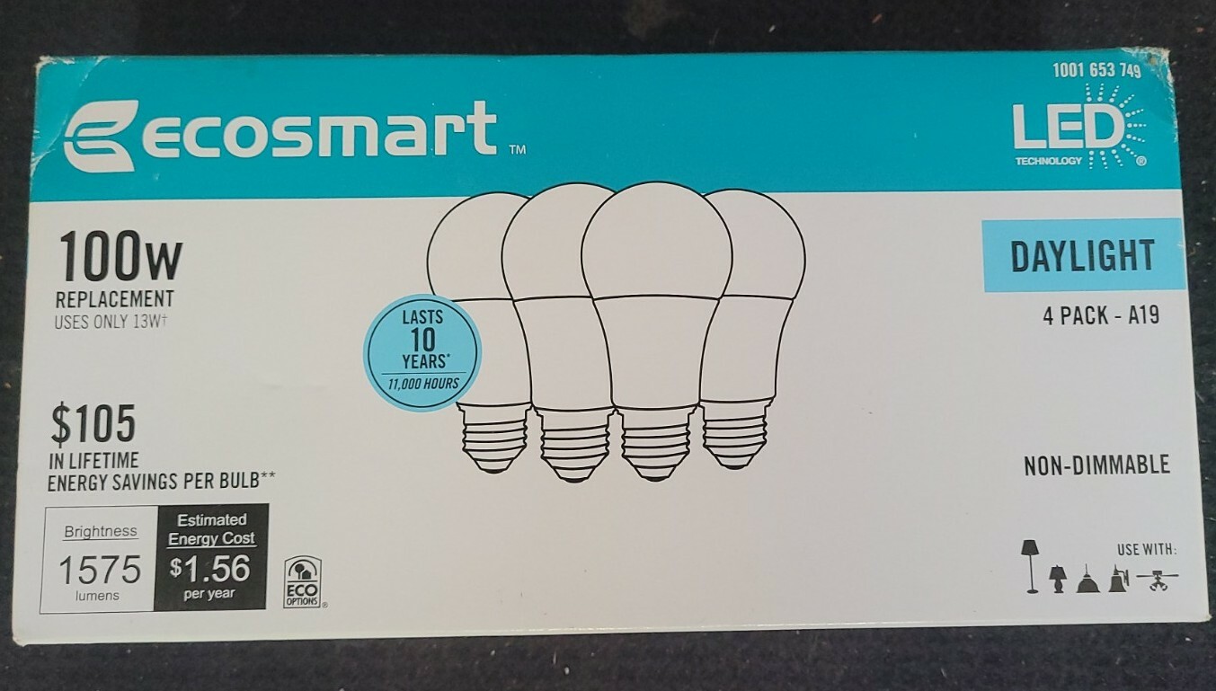 Ecosmart LED A-19 Daylight Light Bulb 100 Watt Replacement 1575 Lumenis Energy