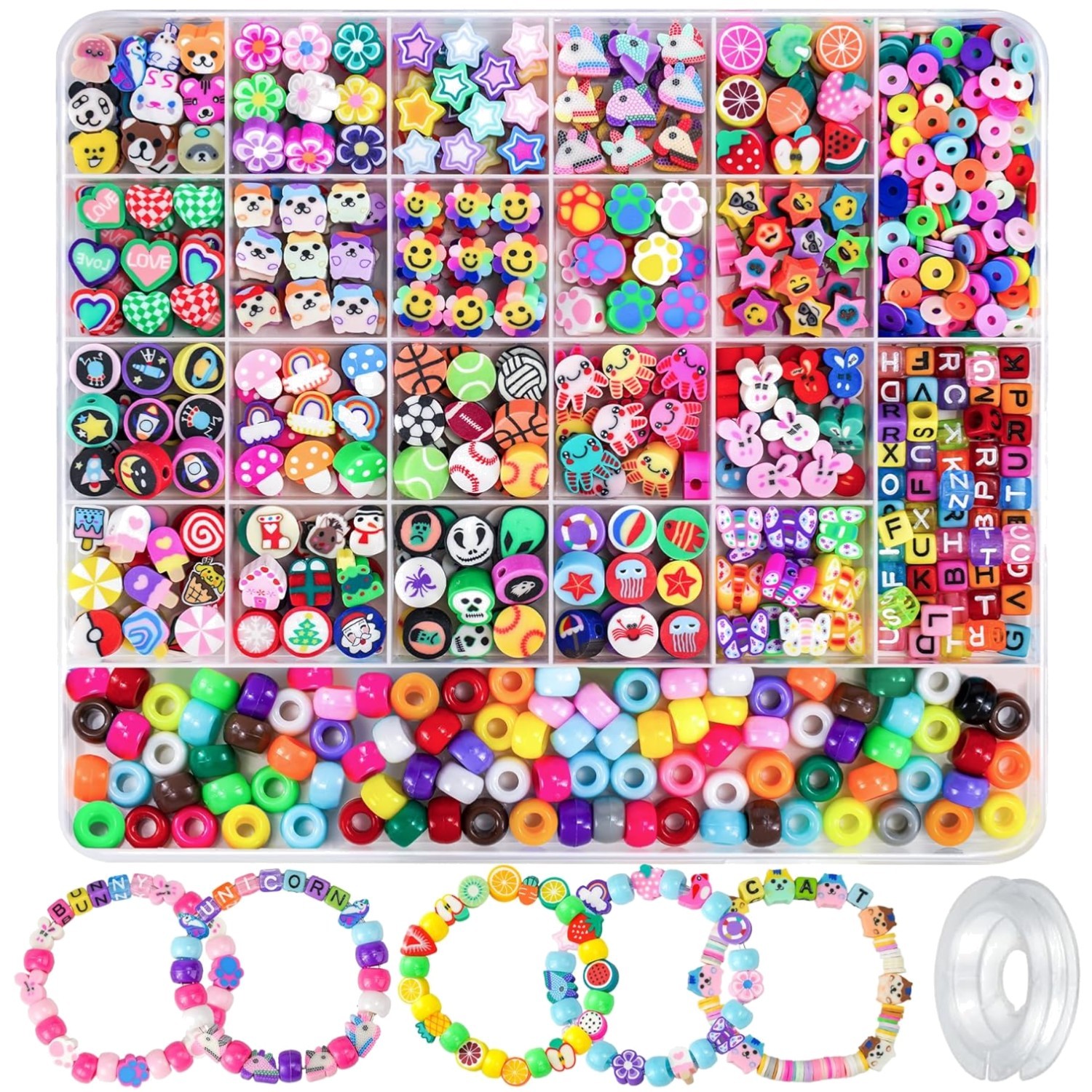 1200PCS Bracelet Making Kit Beads Charms Letters DIY Jewelry Craft for Kids.