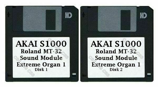 Akai S1000 Floppy Disks Roland MT-32 Sound Module Extreme Organ 1 Disks 1 & 2