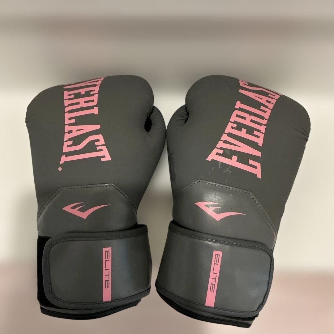 Everlast Elite 2 Boxing Gloves, Gray/Pink, 12 oz, Synthetic Leather, Training