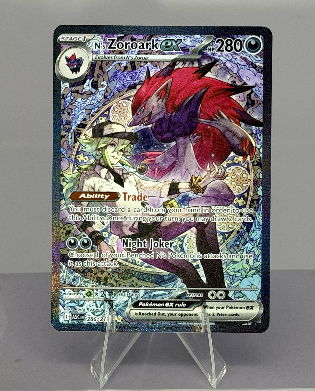 N's Zoroark ex 286/217 SIR SECRET Pokemon Ascended Heroes NM