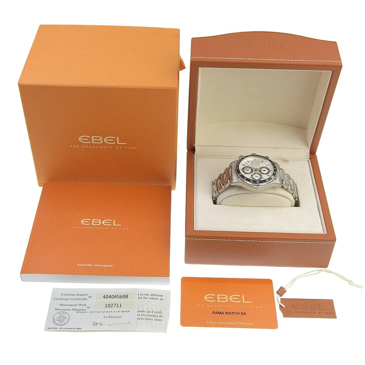 Ebel 1911 DISCOVERY 9750L62 Stainless Steel White Automatic Men Watch w/Warranty