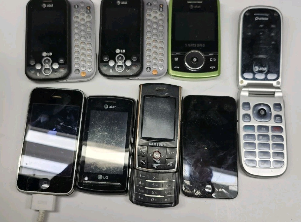 Lot of 8 Vintage Cell Phones Apple iPhone 3G iPod Samsung LG AT&T As-Is